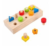 Dickly Educational Screw Activity Toy with Geometric Shapes Preschool Wooden Screw and Nut Playset Problem-Solving Beech Wood Shape Matching Toy