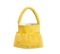 Dickly Embroidery Basket Ballet Tote Bag With Name Customization Flannel And Mesh Reusable Gift Carrier Nursery suitable for Easter egg hunts showers bedroom decoration book storage, Yellow