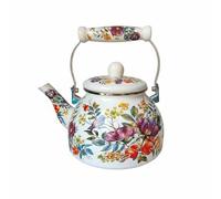 Dickly Enamel Cooking Vessel Sturdy Water Boiler Hot Beverage Prep with Smooth Glossy Enamel Surface Suitable for Tea, 2.5 L, Birds and Flowers