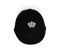 Dickly Equestrian Headgear Classic Riding Helmet With Precision Dial Velvet Lining Solid Rounded Dome Secure Chin Strap TPE Base suitable for daily training, Black, Silver Crown