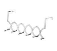 Dickly Extendable Stainless Steel Over-The-Door Hook, Coat Hook, Hook Organizer, Telescopic Function, Multi-Purpose Storage for Bedroom, Living Room, Bathroo, 6 Hooks