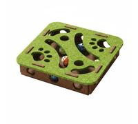 Dickly Feline Maze Puzzle Box Toy With Interactive Bell Balls Felt Construction For And Scratch Resistance suitable for indoor play solo training, Square Green Brown
