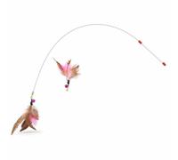 Dickly Feline Play Rod Cat Teaser Toy Feather Lure Bell Attachment Retractable Stick Wire Feather Action Reduces Destructive Behaviors suitable for indoor engagement pet, 1 pc