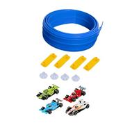 Dickly Flexible Race Track, 4.9 M Long Flexible Rails with Suction Cups, Race Track with Die-cast Cars, DIY Race Tracks for Children Aged 3 to 8 Years, Blue