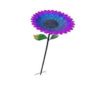 Dickly Flower Bird Feeder with Metal Stake, Lightweight Bracket, Accessories, Garden Decoration, Parrot Bath for Outdoors, Lawn, Backyard, Blue
