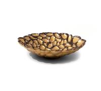 Dickly Golden Leaf Tray Centerpiece Bowl Decorative Tray Fruit Platter Display Dish Resin Material Pebble Like Surface Dark Brown Outlines Suitable for