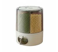 Dickly Grain Dispenser Multi Compartment Rice Container Cereal Organizer Rotating Storage Bin PP With 360 Rotation and Airtight Top Cover suitable for, Gray, L
