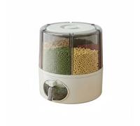 Dickly Grain Dispenser Multi Compartment Rice Container Cereal Organizer Rotating Storage Bin PP With 360 Rotation and Airtight Top Cover suitable for, Gray, M