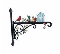 Dickly Hanging Basket Holder Rustic Wall Bracket Hook Hanger Arm with Bird Silhouette Iron Build for Flower pots Chimes Suitable for Gardens courtyards , Birdhouse and Squirrel Design