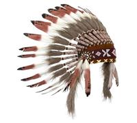 Dickly Indian Artificial Feather Headdress Native American Chief Headdress, Hat Headband Decoration Headpiece Costume Accessories for Halloween Mardi Gras Gift Festivals Dance Cosplay Men Women