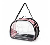 Dickly Industrial Carrier Pet Carrier Travel Bag Cat Tote Crate With Oxford Mesh Ventilation Foldable Design Cushion Sides suitable for car rides visits outdoor trips, Pink L