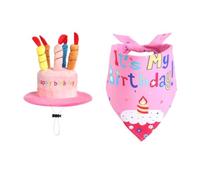 Dickly Industrial Hat Goose Birthday Costume Hat And Bib Soft Mixed Materials With Decorative Chin Tie Suitable for themed parties pet birthdays social media photos, Pink Birthday Hat And Pink Bib