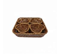 Dickly Industrial Tray Snack Organizer Serving Tray Divided Basket Woven Platter Detachable Bins PP Imitation Rattan Easy To Clean suitable for gatherings, Heart-shaped