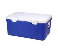 Dickly Insulated Storage Unit Heavy Duty Box, 110L Blue, Full PU Insulation 72h, Large Capacity, 4 Cup Holders, Gift Ice Pack