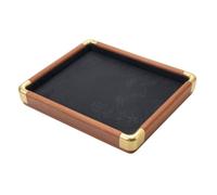 Dickly Jewelry Display Tray Organizer Board Rack Stand With Rectangular Tray Raised Edges Padded Insert Wood Grain Frame metal, Brazilian Apple Wood Frame + Black Textured Fabric