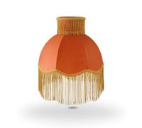 Dickly Lamp Shade Lampshade Shade Cover E27 Fitter Cloth Surface Soft Light Diffusion Stitched Construction Classic Look, Width 24cm, Height 20cm, Small Orange Net Fringe Shade