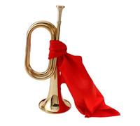 Dickly Mini Brass Instrument Blowing Bugle Portable Marching Bugle Scouting Trumpet for Beginner Orchestra Stage Performance Kids, 2Pcs