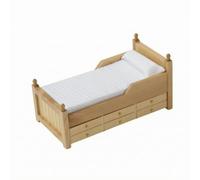 Dickly Miniature Dollhouse Bed Wooden Bed Frame Storage Bed Single Bed With Drawer Base And White Mattress Suitable for OB11 bedroom scenes doll photography shelf display