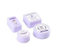 Dickly Miniature Storage Contain cookie with retro print lids and four dollhouse accessory shapes realistic decorative containers suitable for miniature shop collector scene, Purple