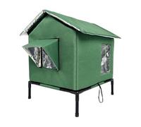 Dickly Outdoor Cat House, Waterproof Shelter, Elevated Structure, Thermal Insulation, Oxford, Suitable for Balcony, Community, Garage, Outdoor Use, green, L
