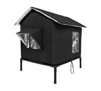 Dickly Outdoor Cat House, Waterproof Shelter, Elevated Structure, Thermal Insulation, Oxford, Suitable for Balcony, Community, Garage, Outdoor Use, black, L