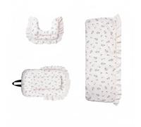 Dickly Pad Pet Carriage Set Pad Mat Insert Comfort Ruffled Polyester Design Four Season Use Suitable for daily walks visits home use, Floral Cotton Three-Piece Set, Small MINI Compatible