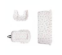 Dickly Pad Pet Carriage Set Pad Mat Insert Comfort Ruffled Polyester Design Four Season Use Suitable for daily walks visits home use, Floral Cotton Three-Piece Set, Medium 702 & PLUS Compatible