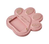 Dickly Paw-shaped Tombstone for Animals, Memorial Stone with Photo Frame, 15 X 15 X 1.5 Cm, for The Loss of A Pet, Pink