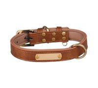 Dickly Personalized Dog Collar with Engravable Name Plate, Personalized with Leash Buckle, Name Tag Necklace for Kittens, Domestic Cats, Brown S
