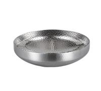 Dickly Plate Stainless Steel Serving Plate Bowl Dish with Bright Mirror Shine and Comfortable Grip for Salad Fruit Soup Suitable for Family Meals Dinner, Silver, 20CM