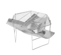 Dickly Portable Fire Grate Campfire Stand Folding Outdoor Cooking Rack Stainless Steel Detachable Base Stable Support suitable for camping picnics trekking, Deluxe Grill Net Model