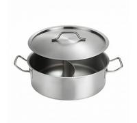 Dickly Purpose Cookware Stainless Steel Hot Pot Soup Pot Stockpot with Thickened Body and Smooth Brushed Finish for Stable Heating and Suitable for Home, Silver Mandarin Duck with Steel Lid, 34cm