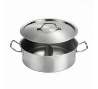 Dickly Purpose Cookware Stainless Steel Hot Pot Soup Pot Stockpot with Thickened Body and Smooth Brushed Finish for Stable Heating and Suitable for Home, Silver Mandarin Duck with Steel Lid, 36cm
