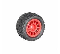 Dickly RC Car Tires 1/18 Truck Tire Wheel Set Replacement Pre Assembled Construction For Rough Terrain Grip Suitable for outdoor runs backyard bashing gravel grass, Red