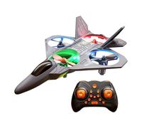 Dickly RC Fighter Plane, Controllable with LED Lights, Rolls, Birthday Gift for Beginners, RC Airplane for Outdoor Use, Toy, Gray
