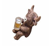 Dickly Resin Cow Figurine Cattle Statue Ornament Sculpture With Cheerful Drinking Pose And Rustic In Resin Suitable for garden borders patio tables backyard, Beer Cow