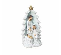 Dickly Resin Nativity Figurine Festive Christmas Decoration Featuring Jesus Mary Inside Tree Outline For Mantelpiece Table Display Suitable For Members