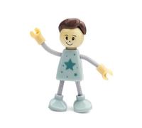 Dickly Roleplay Action Figure Handmade Wooden Doll Articulated Rope Limb Figure Poseable Craft Character Miniature Dollhouse moving joints suitable for stop, Gray Blue, Plastic Boy