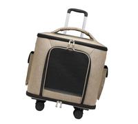 Dickly Rollable Cat Carrier with Universal Wheels, Pet Rolling Carrier for Kittens, Khaki