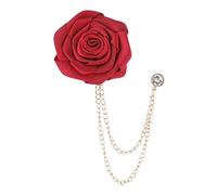 Dickly Rose Flower Tassel Chain Brooch Chic Formal Hanging Chains Collar Brooches for