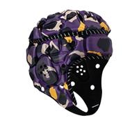 Dickly Rugby Helmet Headgear, Soft Padded Anti-Collision Scrum Cap, Sports Cap, Football Helmet for Soccer, Flag Football, Training, And Games, Purple Yellow