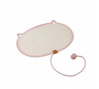 Dickly Scratch Resistant Cat Scratcher Mat Pet Sleeping Mat Rope Scratching Board Interactive Toy Woven Cotton Linen Breathable Surface With Knotted Ball, Magenta White, 60 40cm