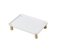 Dickly Single-Tier Elevated Pet Feeding Polypropylene Pet Feeding with Wooden Legs Compact for Cats, White, 37x26.5x8cm