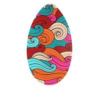 Dickly Skim Small Surf Board, 37" Skim Wooden Skimboard, Lightweight Poplar Bodyboard with High Gloss Finish for Shallow Water & Beach Sand Surfing, Portable Sand Board for Teens, Colorful Waves
