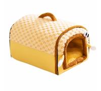 Dickly Soft Pet Bed with Handle | Tunnel Pet Bed, Comfortable, Enclosed Dog House, for Winter, Yellow, 3XL