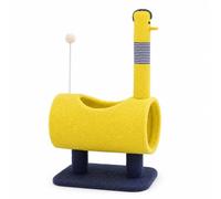Dickly Structure Cat Activity Center with Tunnel Retreat and Toy Ball with Sisal Posts and Surface suitable for indoor cats quiet corners, Little Yellow Chicken Climbing Frame