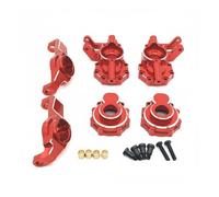 Dickly Vehicle Model Front Axle Steering Hub Joint Set Caster Block Upgrade Aluminum Alloy Metal CNC Machined Heavy Duty Suitable for 1/10 RC Crawler Trucks Hobby Builds, Red Silver