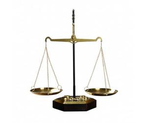 Dickly Vintage Balance Scale Tabletop Figurine Metal Antique Style Freestanding Ornament with Central Post Horizontal Two Pans Dark Contrast Details on, 7127l-03 L