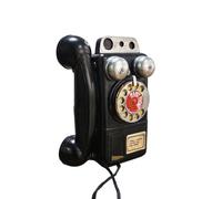 Dickly Vintage Telephone Retro Wall Hanging Phone Model Decor Prop With Circular Rotary Dial Twin Bells Front Plaque And Braided Cord Cold Rolled Plate