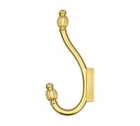 Dickly Wall Hook Double Hook Decorative Hook Zinc Alloy Clothing Hook with Rectangular Mounting Plate and Fluted End for Coats Hats Bags and Suitable for, Brushed Copper